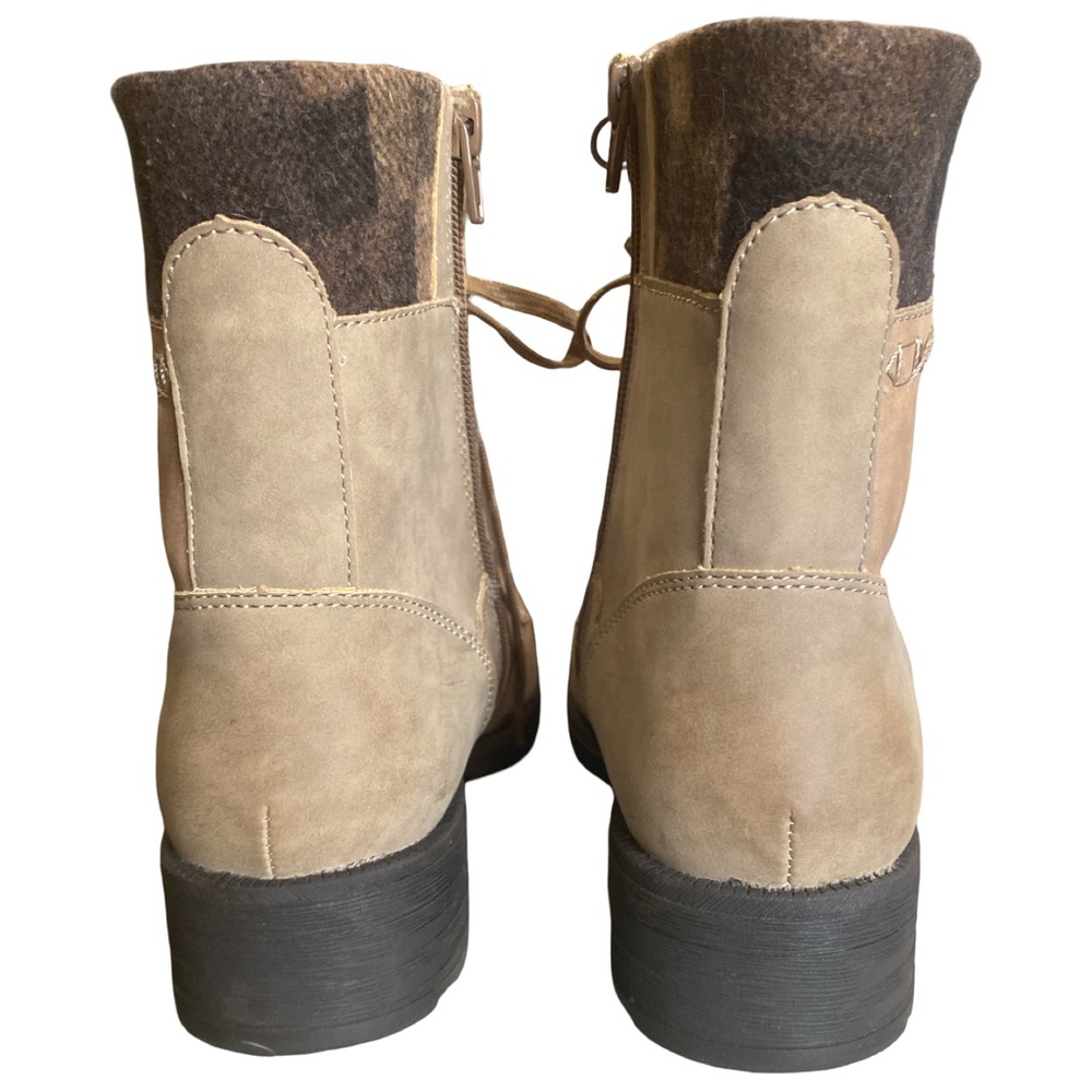 Earth Origins Rowan Combat Boots Taupe 8.5W Wide Leather Side Zip Comfort Hiking - Picture 6 of 11